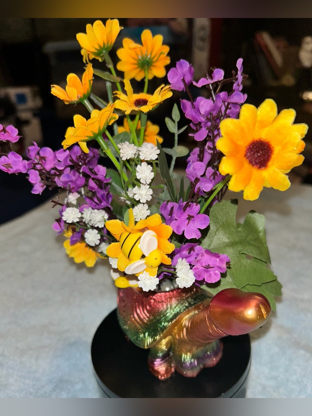 ADULT HUMOR SMALL FAUX FLORAL ARRANGEMENT/HANDCRAFTED